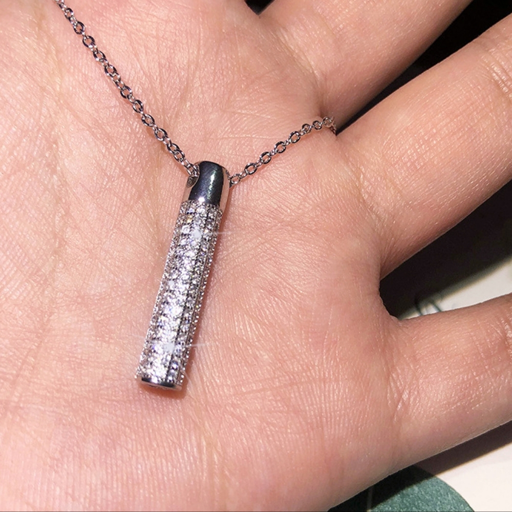 14k Rose gold & sterling sliver diamond necklace - Picture 8 of 10